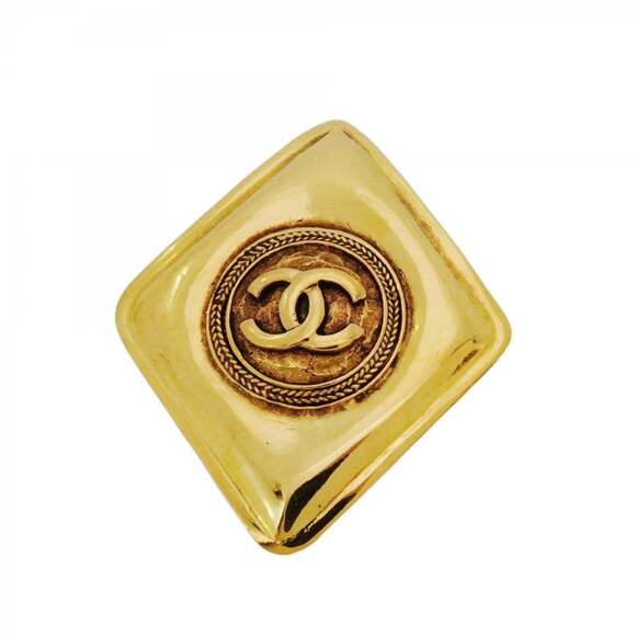 Chanel Coco Mark Diamond Brooch GP Plated Gold Women's